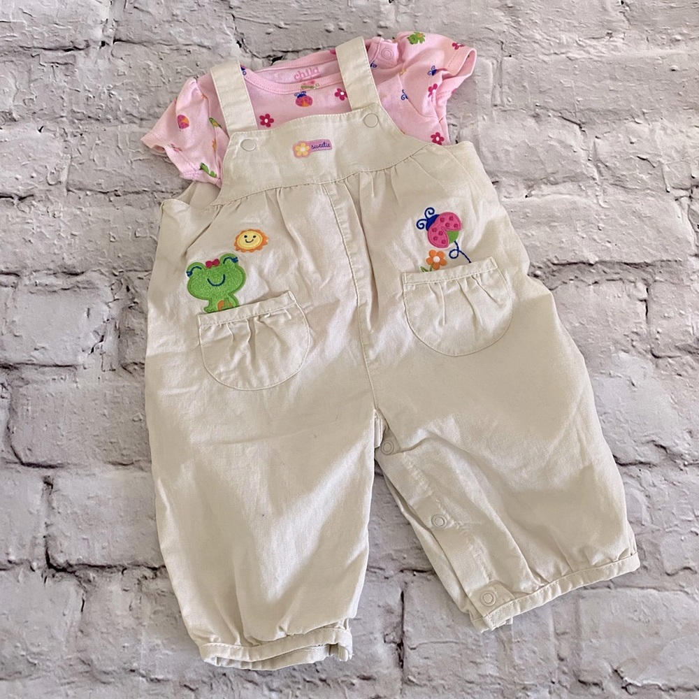 Child of Mine Carters Overalls - Ladybugs & Frog Print